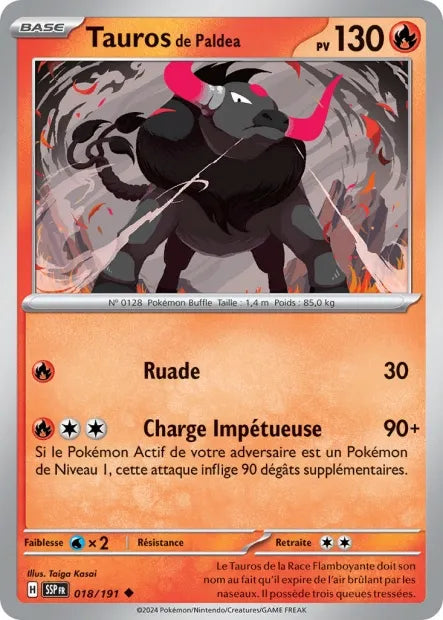 018/191 Tauros de Paldéa Reverse - Étincelles Déferlantes