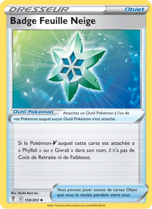 159/203 Badge Feuille Neige Reverse - Évolution Céleste