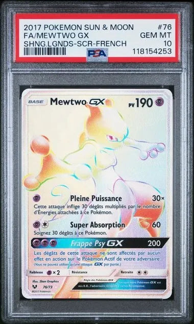 76/73 Mewtwo GX PSA 10 - Cartes Gradées