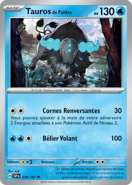 039/191 Tauros de Paldéa Reverse - Étincelles Déferlantes