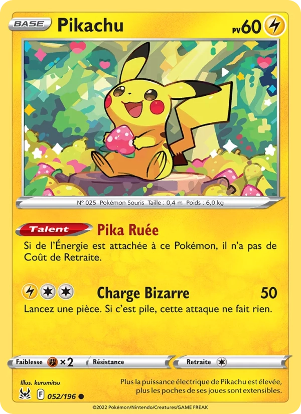 052/196 Pikachu REVERSE - Origine Perdue
