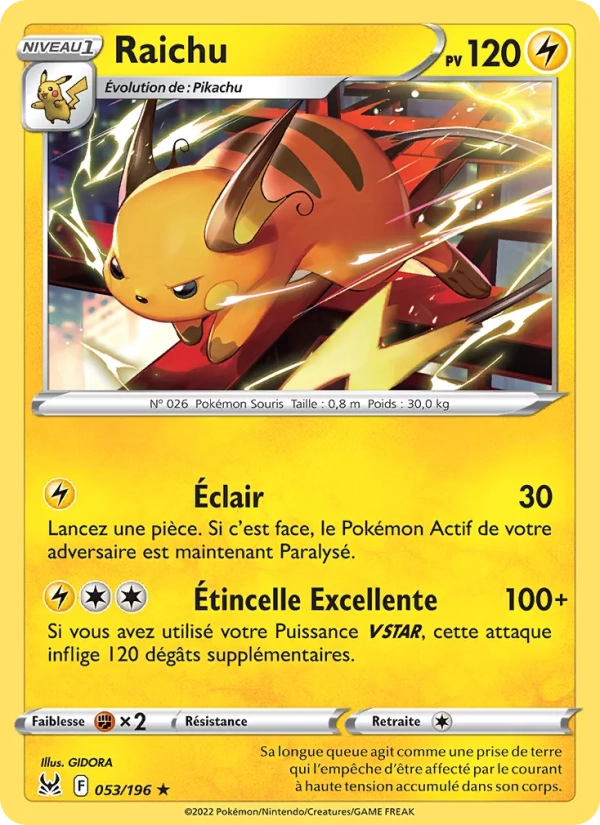 053/196 Raichu REVERSE - Origine Perdue