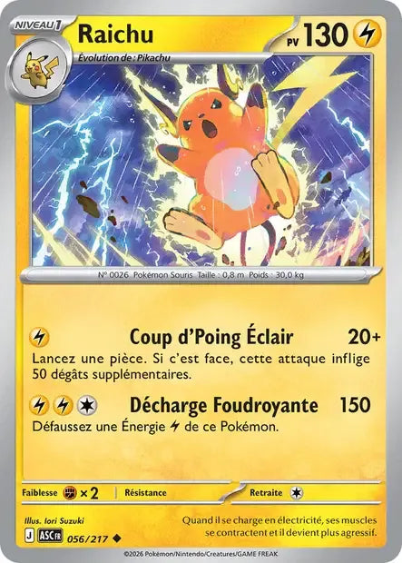 056/217 Raichu REVERSE ENERGIE - Héros Transcendants