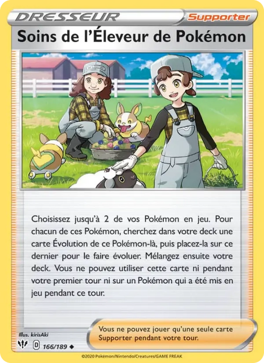 166/189 Soins de l'Éleveur de Pokémon Reverse - Ténèbres Embrasées
