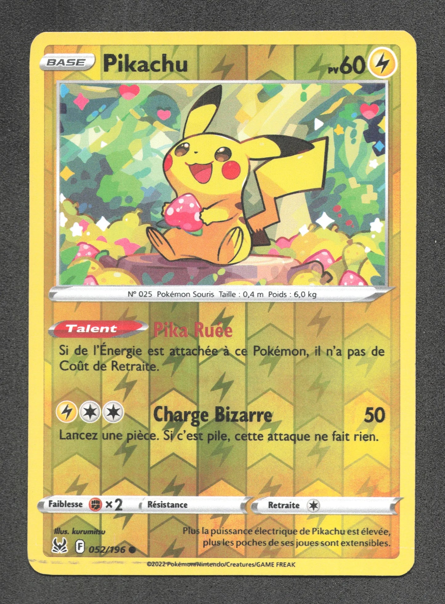 052/196 Pikachu REVERSE - Origine Perdue