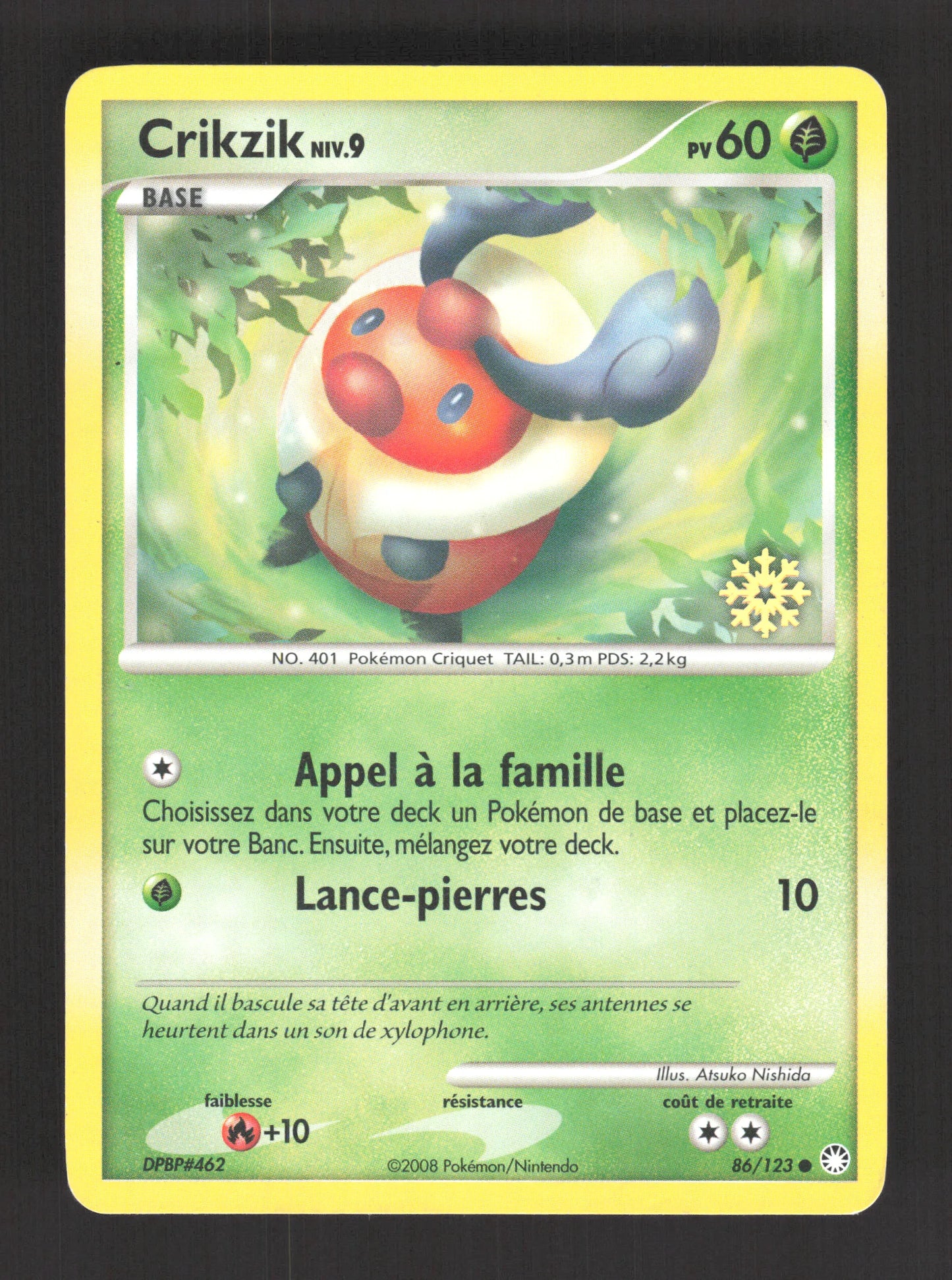 86/123 Crikzik PROMO FLOCON - Calendrier Pokémon 2009