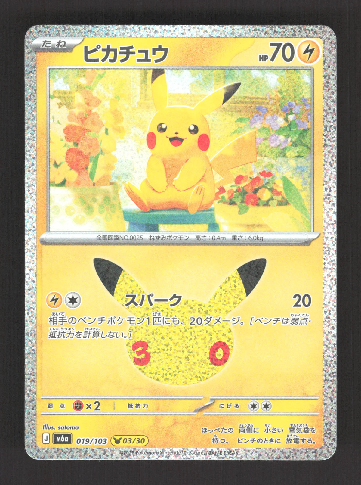019/103 Pikachu HOLO JP - 30th Celebration