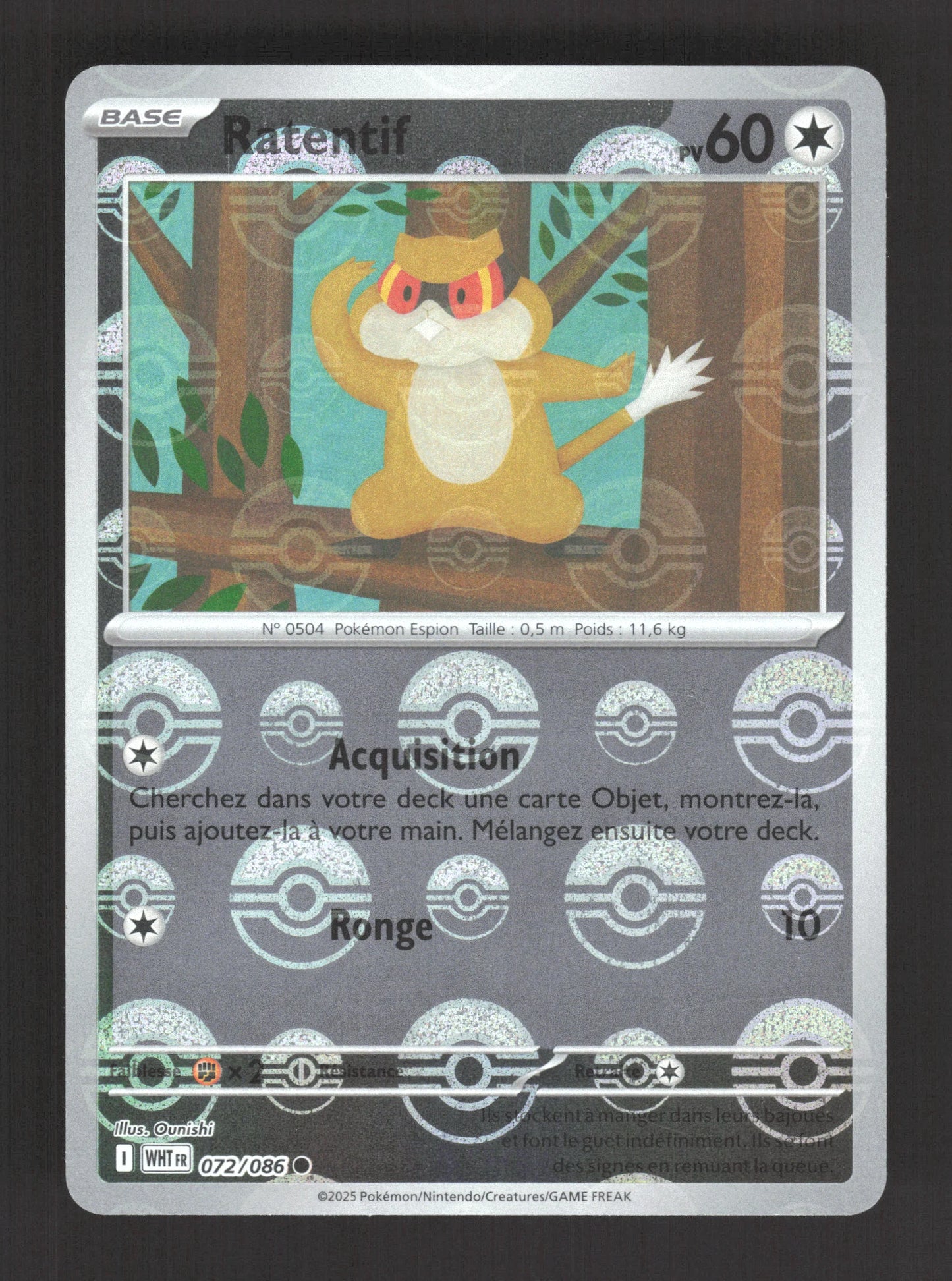 072/086 Ratentif POKEBALL - Flamme Blanche