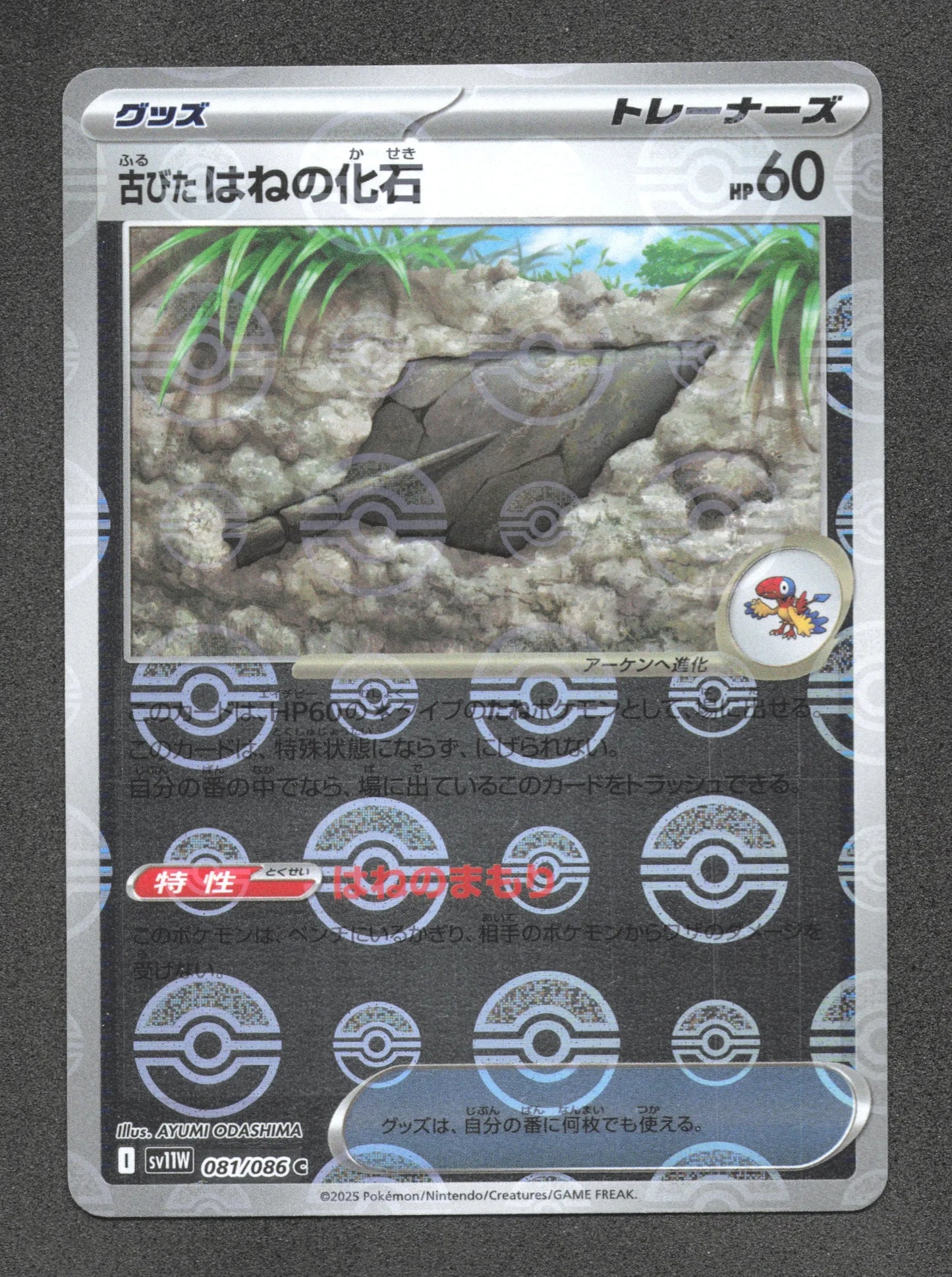 081/086 Fossile Plume Ancien POKEBALL JP - White Flare