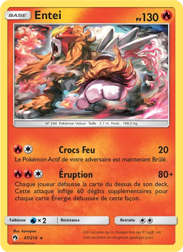 47/214 Entei HOLO MOSAIQUE - Tonnerre Perdu