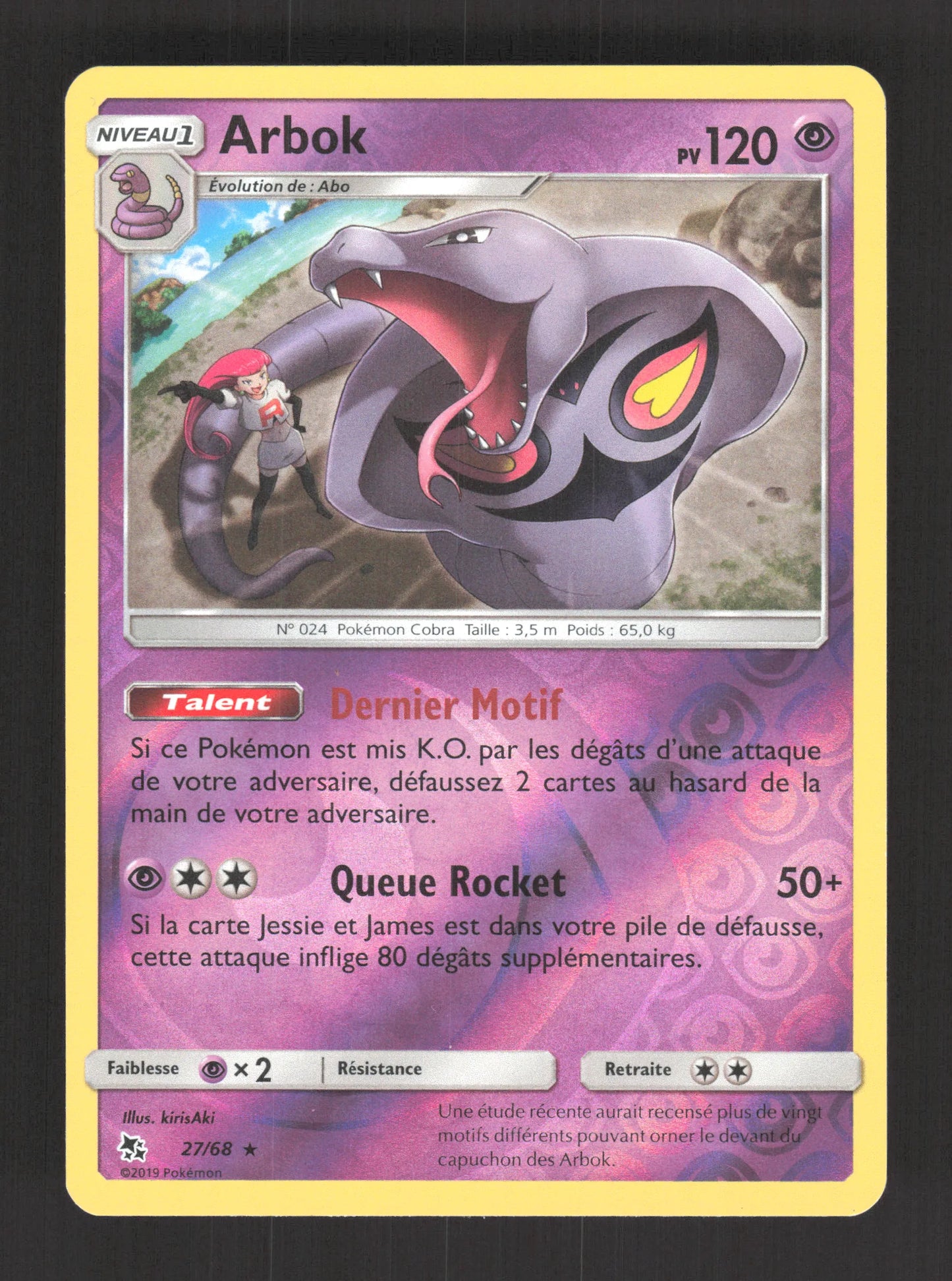 27/68 Arbok REVERSE - Destinées Occultes
