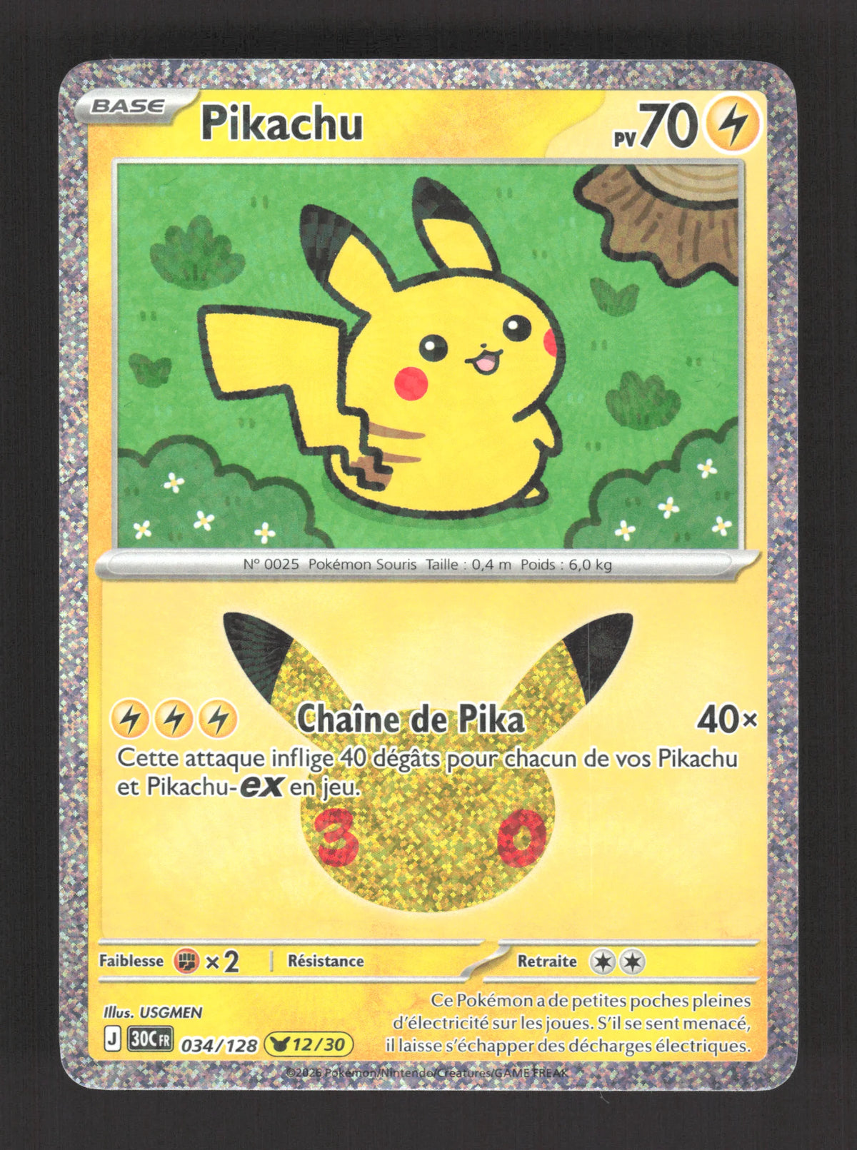 034/128 Pikachu HOLO - 30 Anniversaire