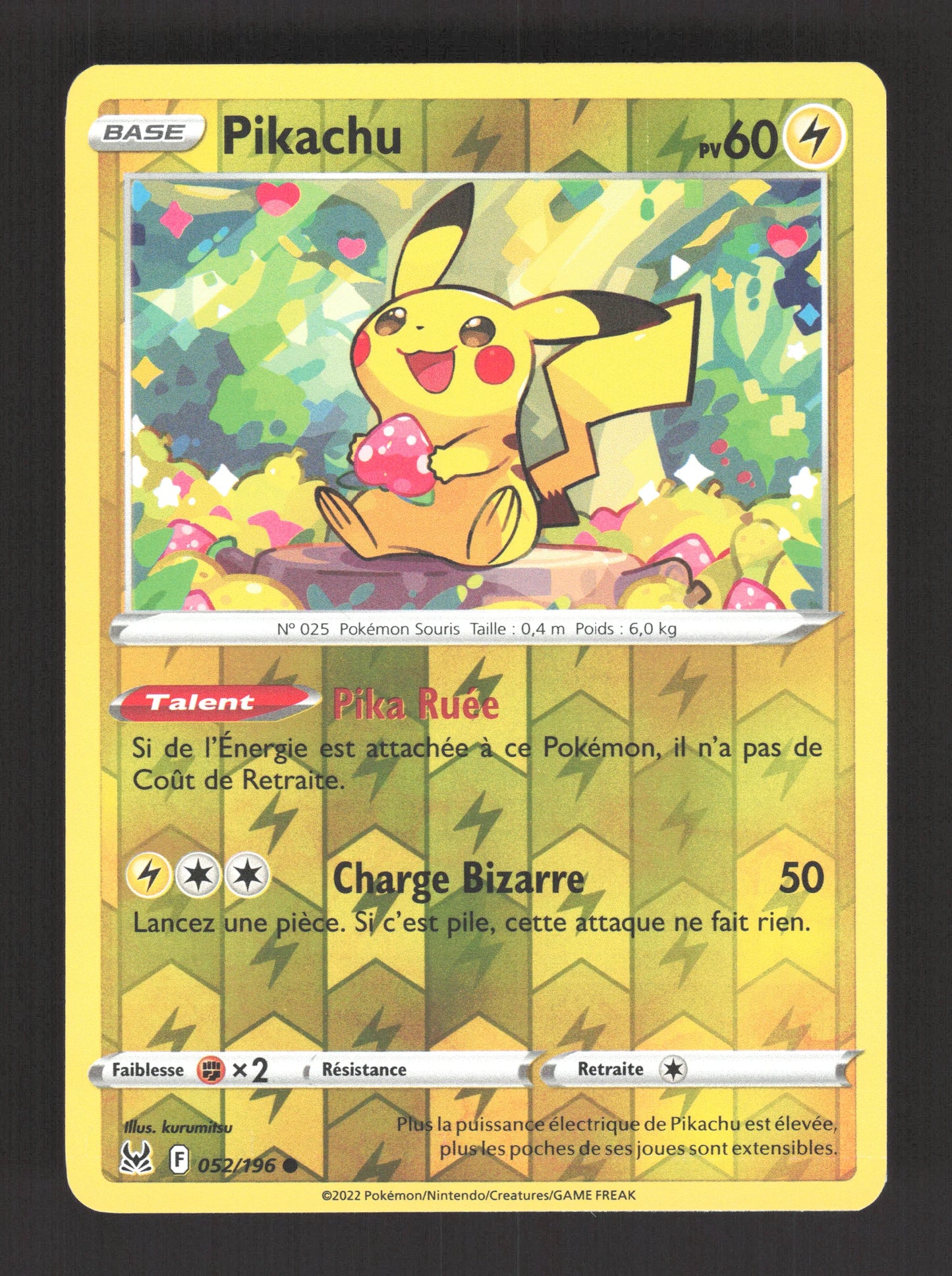 052/196 Pikachu REVERSE - Origine Perdue