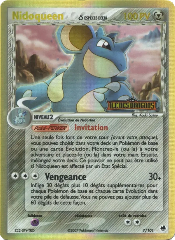 7/101 Nidoqueen HOLO REVERSE STAMP - Île des Dragons