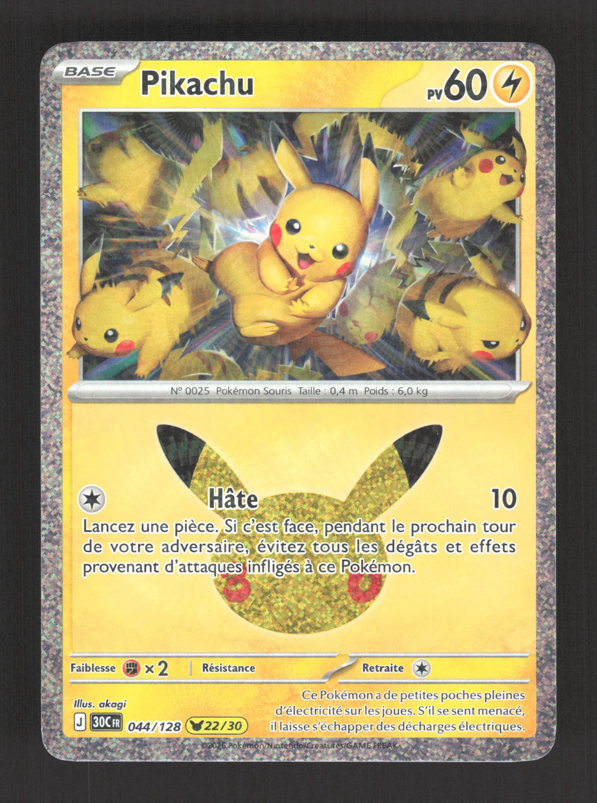 044/128 Pikachu HOLO - 30 Anniversaire