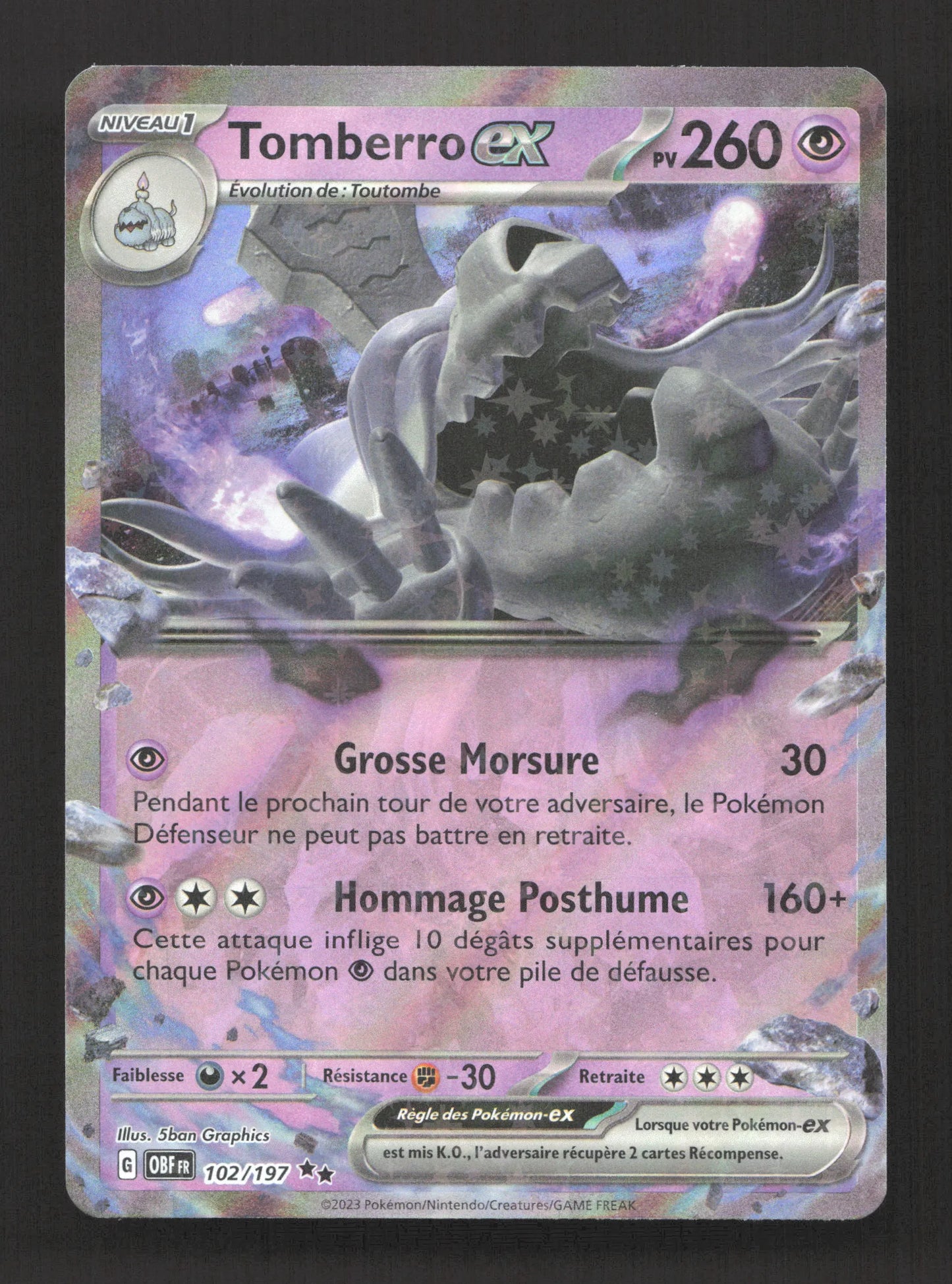 102/197 Tomberro EX - Flammes Obsidiennes