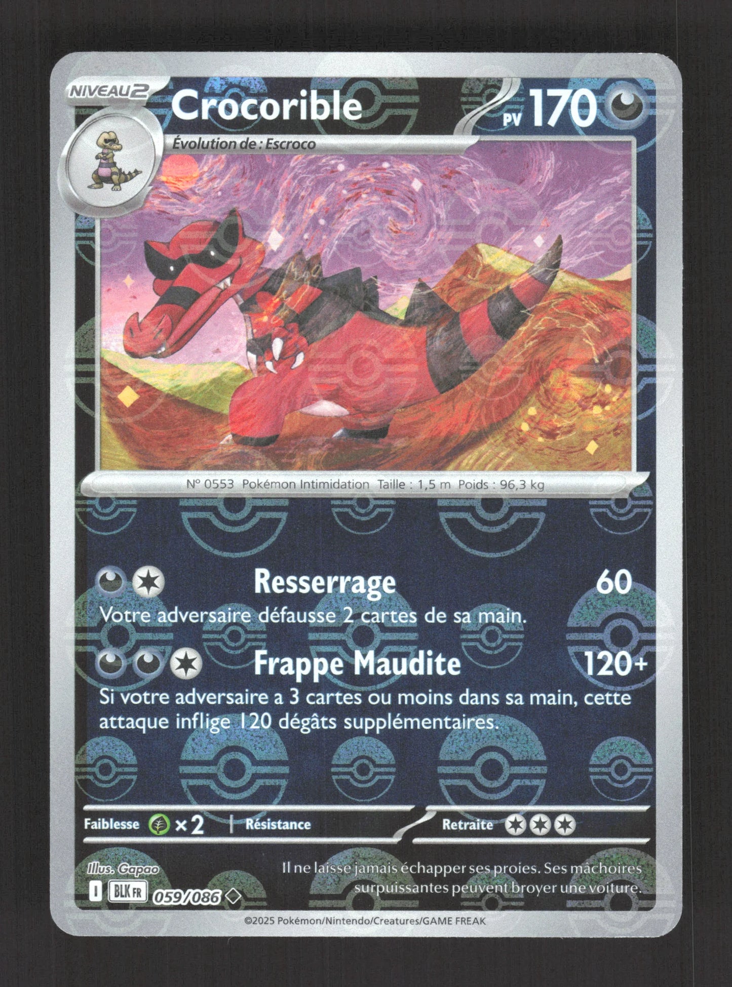 059/086 Crocorible POKEBALL - Foudre Noire