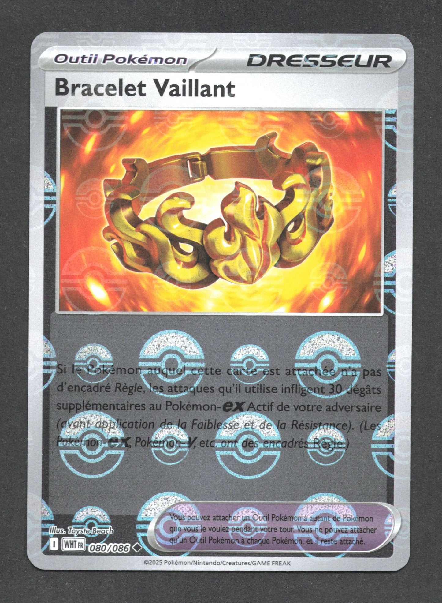 080/086 Bracelet Vaillant POKEBALL - Flamme Blanche - Pokeball